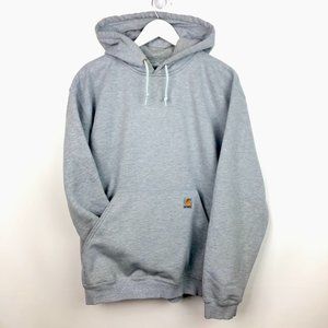 VTG Carhartt Pullover Hoodie Sz L Gray Pocket Logo